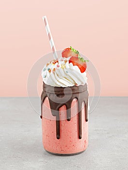 Strawberry and banana milkshake