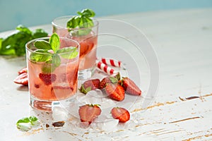 Strawberry and basil infused water