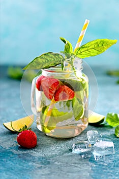 Strawberry and basil limeade