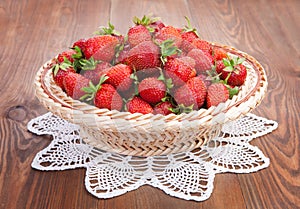 Strawberry in a basket on the table