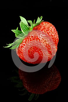 Strawberry on black