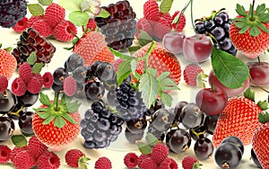 Strawberry and blackberry background banner fruits and berry  vitamines healhy food vegan banner