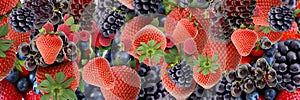 Strawberry and blackberry background banner fruits and berry  vitamines healhy food vegan banner