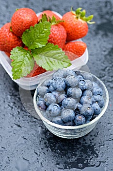 Strawberry and Blueberry on a Table