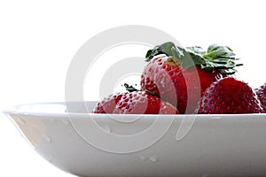 Strawberry bowl white background