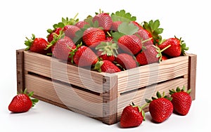 Strawberry Box on Clear Background -Generative Ai