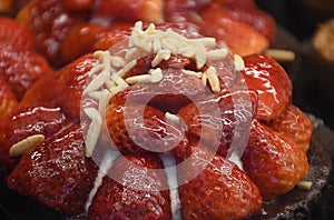 STRAWBERRY CAKE IN BAKER SHOP IN COPENHGEN