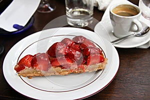 Strawberry cake and coffee