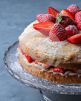 Strawberry cake on a platte