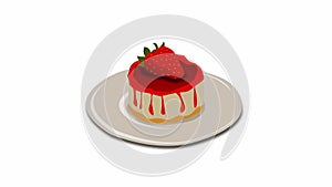 Strawberry cake vector illustration