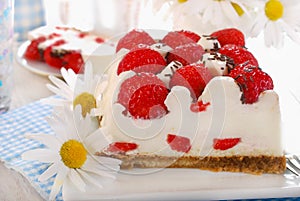 Strawberry cake with whipped cream