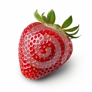 Delicate Red Strawberry On White Background - Firmin Baes Style photo