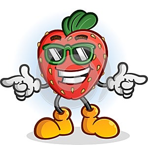 Strawberry Cartoon Character with Attitude Wearing Sunglasses