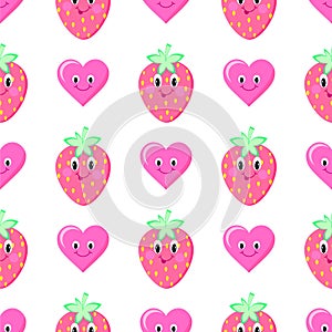 Strawberry cartoon seamless vector pattern