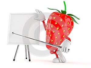 Strawberry character with blank whiteboard