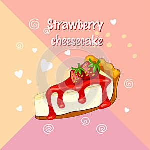 Strawberry cheesecake with berry on the pink