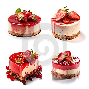 Strawberry Cheesecake, Cheesecake Pastry, Cream Cheese Dessert, Abstract Generative AI Illustration