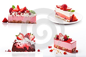 Strawberry Cheesecake, Cheesecake Pastry, Cream Cheese Dessert, Abstract Generative AI Illustration