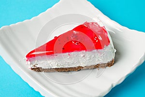 strawberry cheesecake slice on a plate