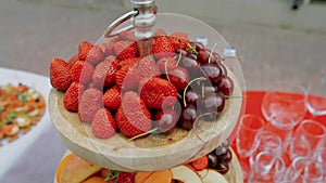 Strawberry and cherry on a stand for Friktov panorama