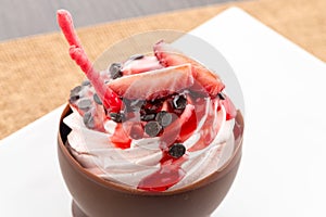 Strawberry and chocolate pastry mousse