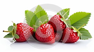 Strawberry close-up. Fresh red Strawberry on a white background texture. Strawberry with droplets of water. Diet healthy food. AI