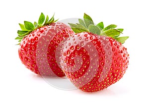 Strawberry in closeup on white