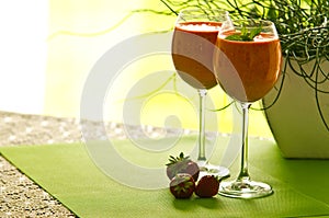 Strawberry cocktail in glasses