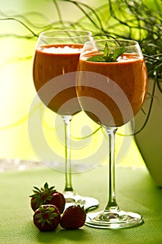 Strawberry cocktail in glasses