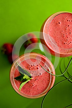 Strawberry cocktail in glasses