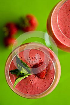 Strawberry cocktail in glasses