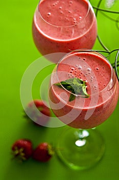 Strawberry cocktail in glasses