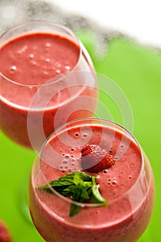 Strawberry cocktail in glasses