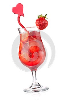 Strawberry cocktail with heart decor