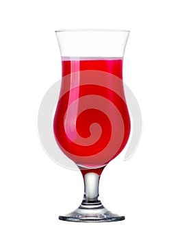 Strawberry cocktail in hurricane glass isolated on white background