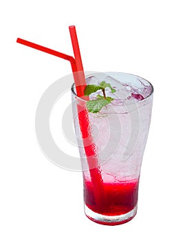 Strawberry cocktail on a isolate white background clipping path