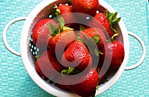 Strawberry in colander