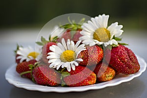 Strawberry with colours of a camomile