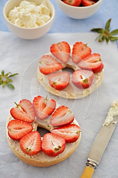 Strawberry cream cheese bagel