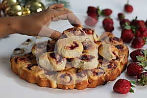 Strawberry Cream Cheese Pull Apart Bread, a tempting sweet treat, perfect for breakfast or dessert