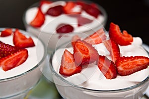 Strawberry and cream dessert in sundae