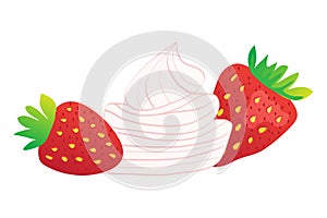 Strawberry with Cream Isolated Vector Illustration