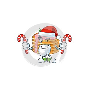 Strawberry cream pancake humble Santa Cartoon character having candies