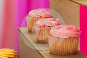 Strawberry cupcake on the birthday table
