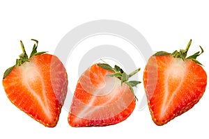 Strawberry cut in half of isolated