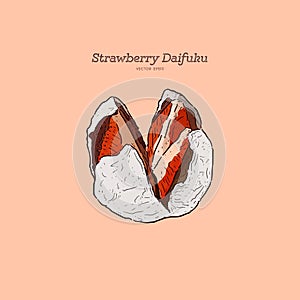 strawberry daifuku, hand draw vector