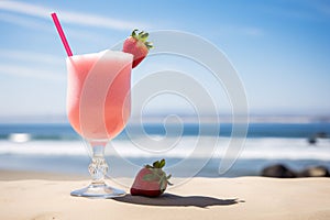 Strawberry Daiquiri cocktail at beach