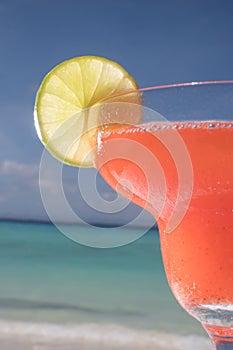 Strawberry Daiquiri cocktail at the beach restaurant