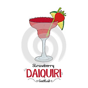 Strawberry Daiquiri cocktail for a customer illustration for bar business