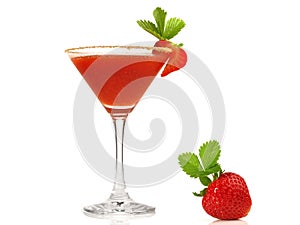 Strawberry Daiquiri Cocktail isolated on white Background